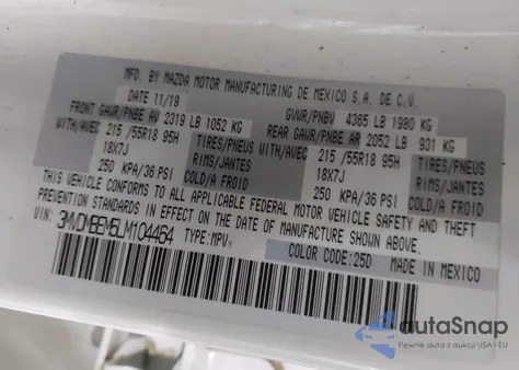 2020 Mazda Cx-30 Premium Package from USA, damaged, VIN 3MVDMBEM5LM104464